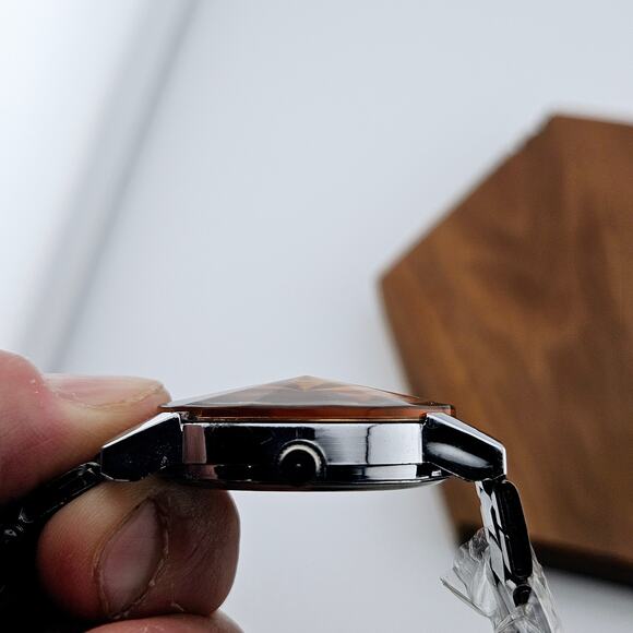 Women's Steampunk Watch Silver & Copper Tone Artsy Geometric Avant Garde Unique - Picture 3 of 8